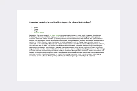 HubSpot contextual marketing certification exam answers file preview